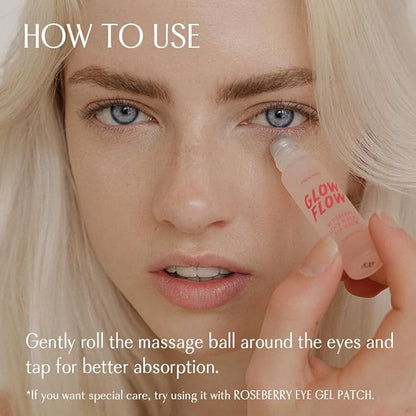 Glow Flow Roseberry Lock N Roll Eye Serum– Hydrating & Firming Eye Treatment for Dark Circles, Puffiness, and Dryness with Rosehip Oil