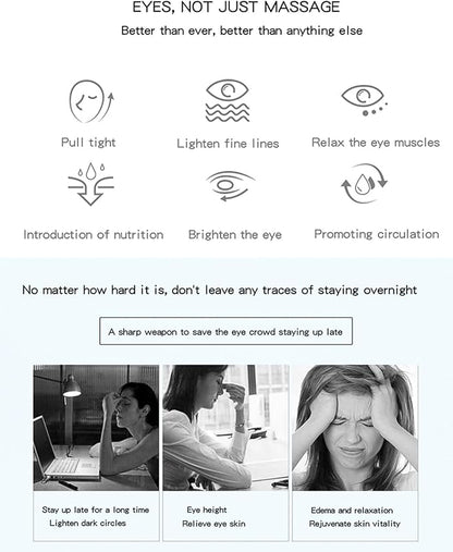 3D Eye Massager, Advanced Beauty Device for Dark Circles, Puffiness, and Wrinkles Reduction, Eyecare Glasses for Relaxation and Improved Eye Beauty Care Machine(White)