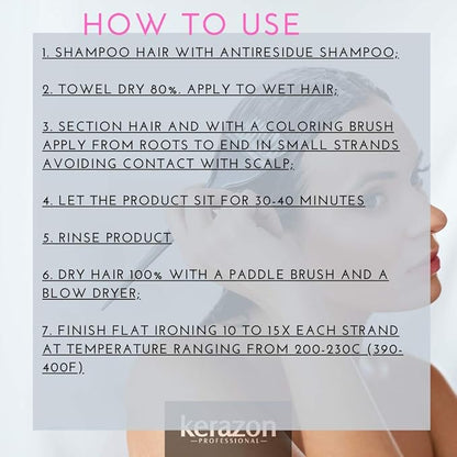 KERAZON Intensive Brazilian Hair BTX Treatment 32oz 946ml For All Hair Types, Thermal Activated Hair Mask Damaged Dry Repair and Long Lasting Volume And Frizz Control. Salon Size Packaging may vary.