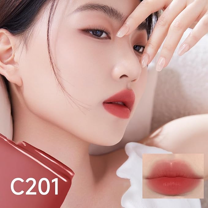Hydrating Lip Serum Cream, Longlasting Moisturizing, Lightweight Lip Gloss, Semi-Matte Lipstick with Vitamin E, Crithmum Maritimum Essential oil, C201