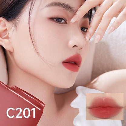 Hydrating Lip Serum Cream, Longlasting Moisturizing, Lightweight Lip Gloss, Semi-Matte Lipstick with Vitamin E, Crithmum Maritimum Essential oil, C201
