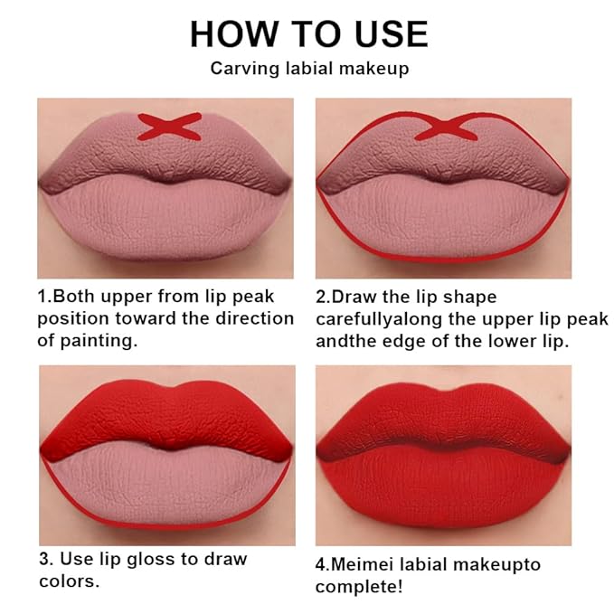 BINGBRUSH 2 Colors Liquid Matte Lipstick and Lipliner Set, Red Lip Tint 24 Hour Waterproof Velvet Nonstick Cup Lipgloss Lip Stain Pigmented Lip Makeup Gift Sets for Girls and Women Labiales14&30