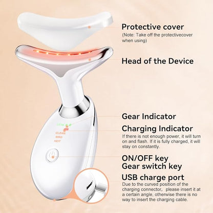 Neck Face Massager, Facial Massager 3 Color Mode, Face Sculpting Tool for Skin Care with Thermal and Vibration (Whtie)