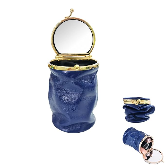 Leather Lipstick Pouch Mini Cosmetic Bag with Mirror Bag