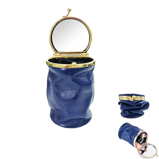 Leather Lipstick Pouch Mini Cosmetic Bag with Mirror Bag