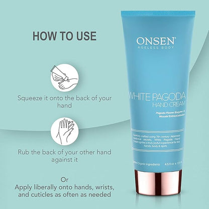 Onsen Secret Cuticle Conditioner Cream 30ml & Japanese Anti-Aging Firming Hand Lotion 135ml Bundle. Cuticle Oil Nail Care Serum Sooth, Repair & Strengthen Cuticles & Nails + Anti Aging Hand Cream