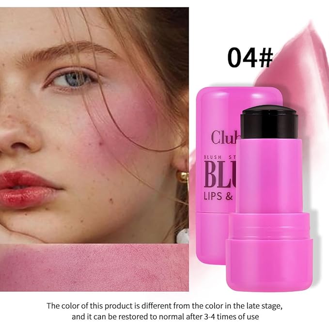 Cooling Water Jelly Tint Blush, Multi-Use Lip Stain Tint & Cheek Stick, Chill Poppy Pink Lip Gloss -1,000+ Swipes Per Stick Longlasting & Non-Stick Watercolor Effect Vivid Color (# 04)