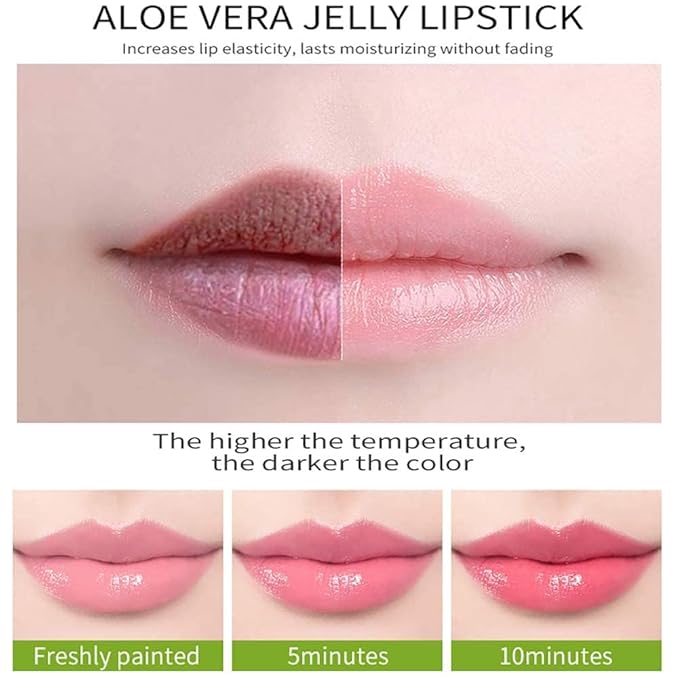 Dulele 3 Colors Hydrating Aloe Vera Lipsticks, Magic Temperature Color Changing Long Lasting Lip Balm Set, Organic Moisturizing Crystal Jelly Lip Tint Balm