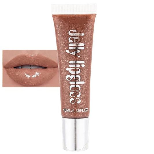 Hydrating Shimmer Lip Gloss - Plumping Lip Gloss - Waterproof & Long Lasting Glossy Lip Gloss - Non-Sticky Shiny Lightening Lip Gloss - Moisturizing Juicy Lip Gloss for Woman (Brown)