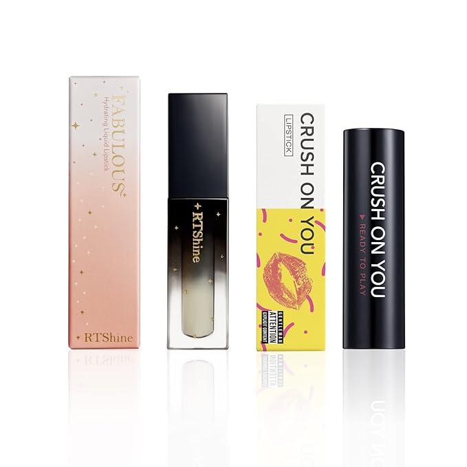 READY TO SHINE Matte Vegan Creamy Satin Lipstick and Clear Lip Glow Set-CRUSH ON YOU (302-Close to You+100-Love Yourself)
