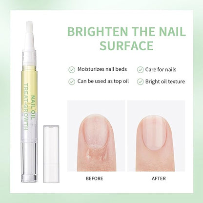Cuticle Oil Pen, 2PCS Revitalizing Cuticle Oil Pen for Nails, Nail Oil for Nail Care & Nail Growth, Repaired Cuticles Overnight Cuticle Softener Nail Strengthener Protector Oil