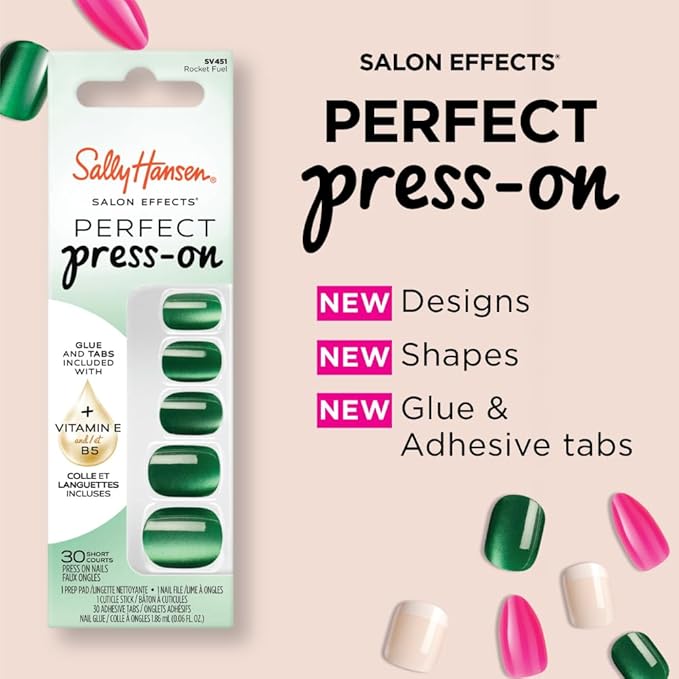 Sally Hansen Instant Cuticle Remover and Salon Effects Lost in the Frost Press On Nails Kit, Nail Care and Manicure Set