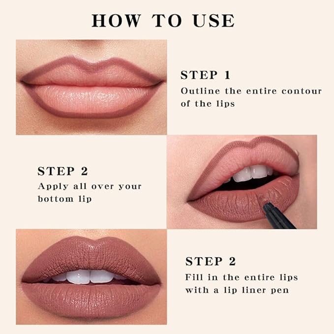 Mocha Brown Matte Lip Tint Stain Pen,Versatile Lip Set,Long