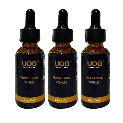 UOG Super Vitamin C Face Serum - Anti-Aging, Hydrating & Firming Formula, Lifts & Firms Face, Neck, Jawline, Reduces Dark Spots, Age Spots, Fine Lines, Wrinkles, Even Skin Tone.1 Fl Oz - Pack of 3