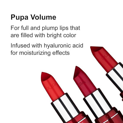 Pupa Milano Volume - Plumping, Hydrating, Cream Formula Lipsticks - Lasting Color That Stays On Lips All Day Long - Lustrous, Flattering Shades For All Skin Complexions - 406 Ruby Red - 0.123 Oz
