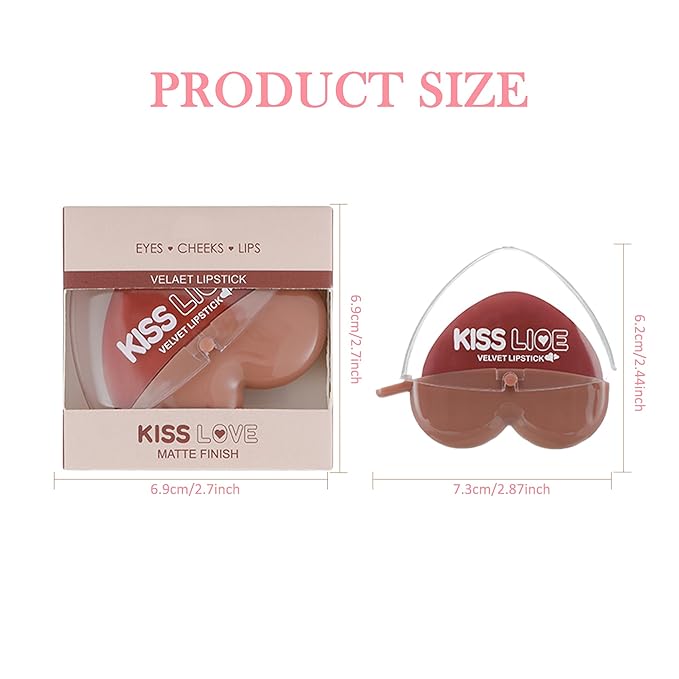 Pink Purple Dark Burgundy Brown Matte Velvet Lipstick for Women-3 Colors Long-Wear Non Stick Cup Heart Shape Lazy Lipstick Set, Waterproof High Pigmented 24H Lip Stick Makeup for Lazy People -Set 5