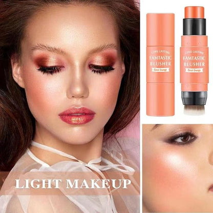 Cream Blush Stick with Brush,Waterproof Multi Cream Blush Coral Orange)