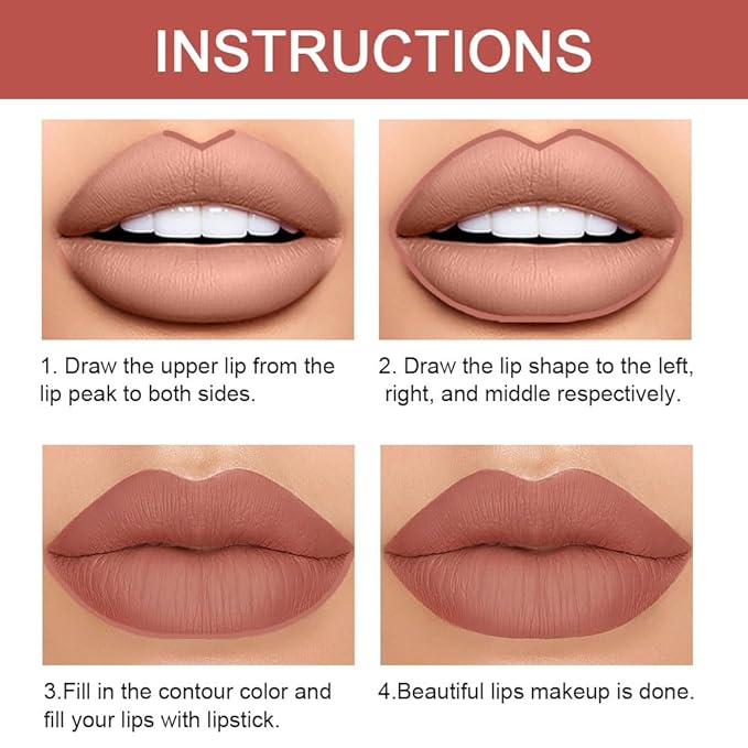 evpct 1Pcs Nude Brown Lip Liner and Lipstick