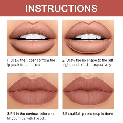 evpct 1Pcs Nude Brown Lip Liner and Lipstick