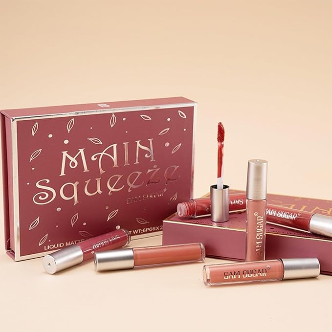 6PCS Everlasting Matte Liquid Lipstick Makeup Set,Long Lasting Waterproof Matte Lip Gloss,High Pigmented Nude Lipgloss Kit,Beauty Cosmetics Makeup Gift for Girls (#B)