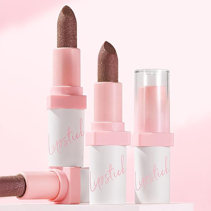 Metallic Dark Brown Lipstick Liner Set, Long Lasting Shiny Glitter Diamond Plump Lipstick Combos, Full Coverage High Impact Lip Color, Non Stick Cup Lightweight Lip Makeup for Women#8