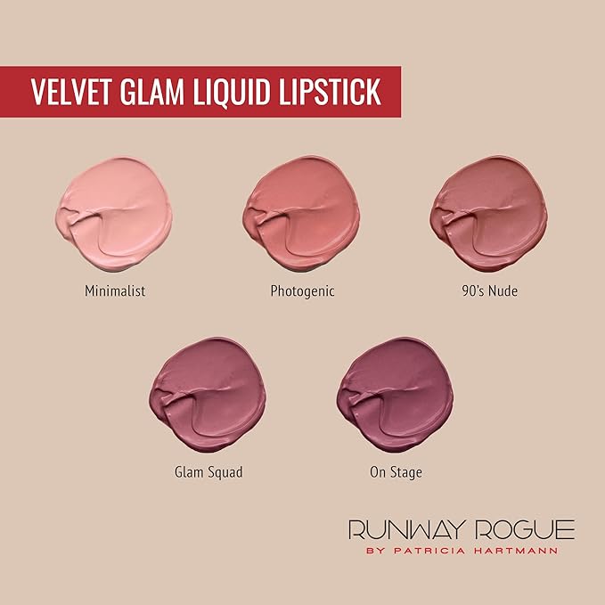 Runway Rogue Velvet Glam Liquid Lipstick, Almost-Matte Soft Nude Lipstick with a Touch of Blush, ‘Minimalist’
