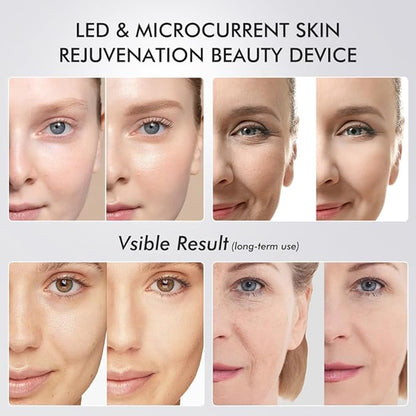 Upgraded Version | 6-in-1 Real Glass Glow Device | Looking Glass Skin with Enhanced Absorption, Radiance, Elasticity, Pore Care | LED Anti-Wrinkle Device | Skin Care Firming, Toning