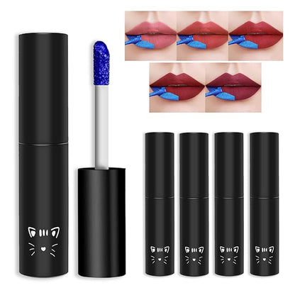 AWCCXMYM 5Pcs Peel Off Lip Stain Lip Tint Matte Lipstick Nude Lip Gloss Long Lasting Waterproof Up To 24 Hours Non Stick Cup Non Fade Liquid Lipstick Lip Tint Stain Makeup Set