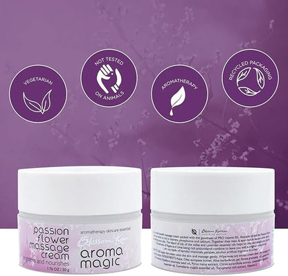 Passion Flower Massage Cream | Hydrates, Softens & Nourishes Skin | Aromatherapy Spa Cream for Glowing, Healthy-Looking Skin | Non-Greasy, Toxin-Free | 1.76 Oz (50g)