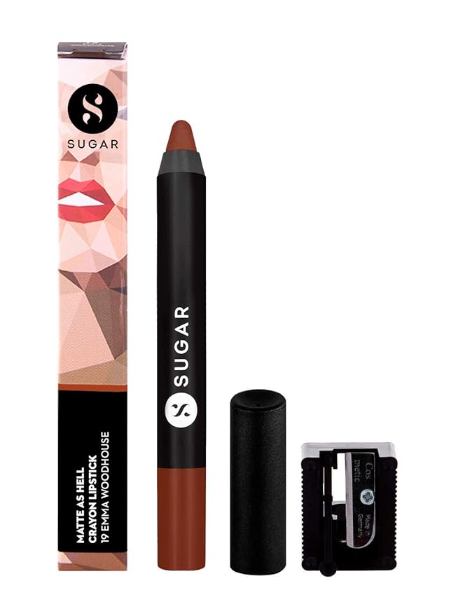 SUGAR Cosmetics Matte As Hell Crayon Lipstick - 19 Emma Woodhouse (Earthy Brown)