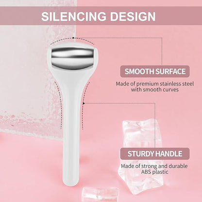 MAANGE Mini Eye & Face Rollers for Eye Massager, Stainless Steel Eye Ice Roller for Relief Puffiness Migraine Skincare Facial Roller (White)