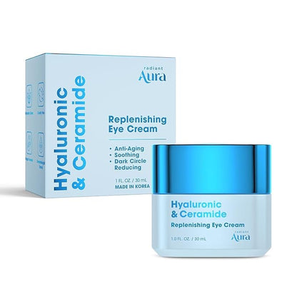 Eye Cream - Anti-Aging Cream with Hyaluronic Acid & Ceramides - Hydrating Formula for Dark Circles, Puffiness & Fine Lines - Korean Skincare - 1.67 oz - Pack of 2