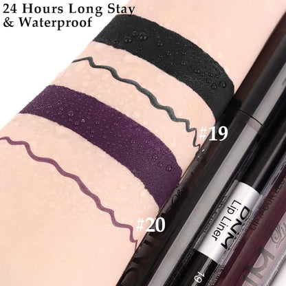 2 Colors Liquid Matte Lipstick and Lipliner Set, Black Purple Lip Tint 24 Hour Waterproof Velvet Nonstick Cup Lipgloss Lip Stain Pigmented Lip Makeup Gift Sets for Girls and Women Labiales19&20