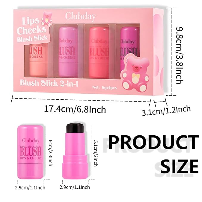 Cooling Water Jelly Tint Blush, Multi-Use Lip Stain Tint & Cheek Stick, Chill Poppy Pink Lip Gloss -1,000+ Swipes Per Stick Longlasting & Non-Stick Watercolor Effect Vivid Color (4 Colors)