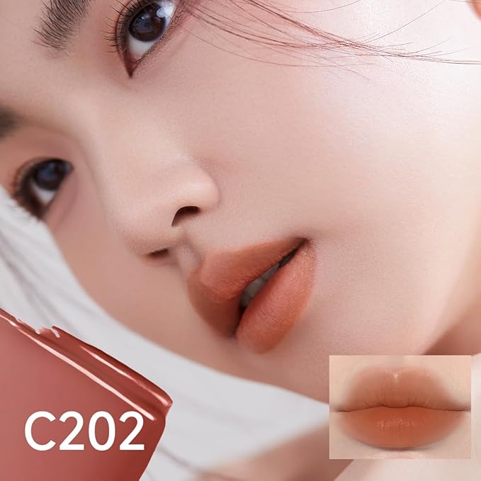 Hydrating Lip Serum Cream, Longlasting Moisturizing, Lightweight Lip Gloss, Semi-Matte Lipstick with Vitamin E, Crithmum Maritimum Essential oil, C202