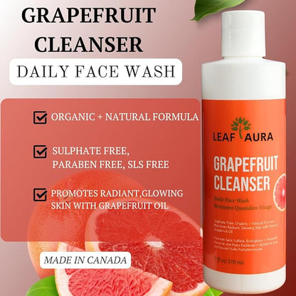 Skin Care Products Combo (5 Items) - Comes With Charcoal Cleanser, Grapefruit Cleanser, Vitamin C Serum, Hyaluronic Acid, Mango Moisturizer- Made with Natural + Organic Formula
