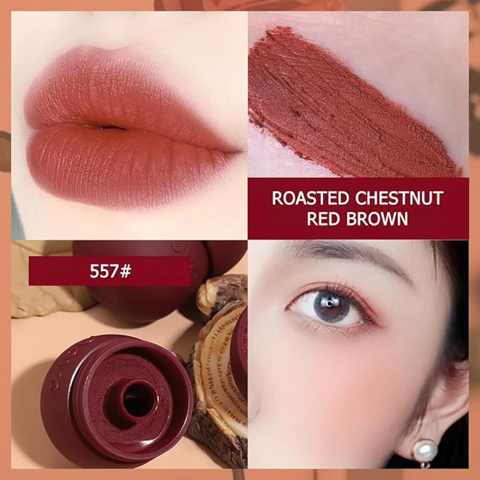 Rayberro 4 Pack Matte Ink Lip Glaze Lipstick Set, Lip Gloss Set, Cute Pinecone Shape Lipstick Makeup Set, Long Lasting Wear Non-Stick Cup Not Fade Waterproof Sweatproof Lipsticks Lip Balm Lip Care