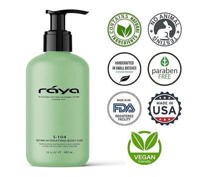 RAYA Enzyme Hydrating Body Scrub 16 oz Cucumber Scent (S-104) | Gentle and Exfoliating Body Scrub | Made with Seaweed, Jojoba Beads, and Fruit Enzymes
