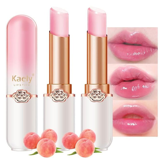 Kaely 2Pcs Peach Tinted Lip Balm,PH Lipstick Color Changing Makeup Sets,Light Pink Lip Tint Gloss,Korean Lip Stain Lips Color Change Long Lasting Waterproof,labiales magicos 24 horas originales