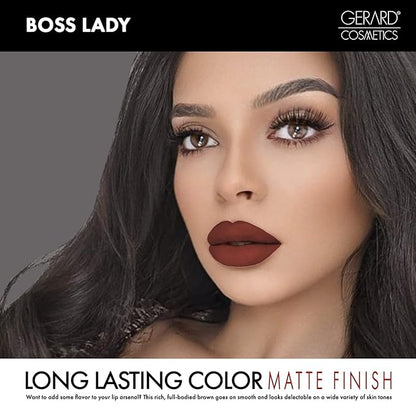 Gerard Cosmetics HydraMatte Liquid Lipstick Boss Lady | Brown Matte Lipstick | Long Lasting and Non-Drying | Super Pigmented Fully Opaque Lip Color