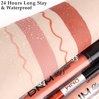 BINGBRUSH 2 Colors Liquid Matte Lipstick and Lipliner Set, Nude Lip Tint 24 Hour Waterproof Velvet Nonstick Cup Lipgloss Lip Stain Pigmented Lip Makeup Gift Sets for Girls and Women Labiales33&34