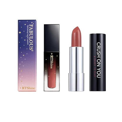 READY TO SHINE Matte Vegan Creamy Satin Lipstick and Lip Glow Set (302-Close to You+102-#ONMYOWN) CRUSH ON YOU