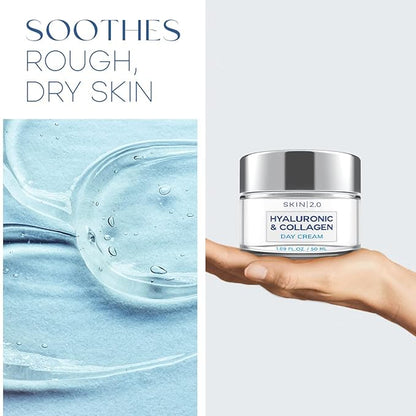 Hyaluronic Acid & Collagen Day & Night Face Moisturizer - Dermatologist Tested, Hydrating, Anti-Aging, Clean Beauty, Cruelty-Free, Korean Skincare for All Skin Types - 1.69 Fl oz (2-Pack)