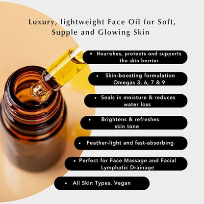 Ané Glow in a Bottle Anti-Ageing Vegan Facial Oil for All Skin Types - 100% Natural Plant Oils including Argan, Grapeseed and Squalane