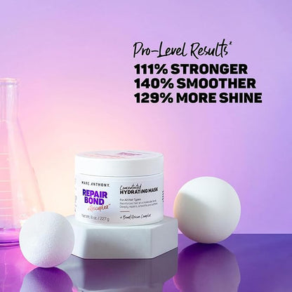 Marc Anthony Repairing Hair Mask, Repair Bond +Rescuplex - Repairs, Strengthens & Maintains Bonds within Hair - Eliminates Frizz, Flyaways & Reduce Breakage - Dry & Damaged Hair Professional Treatment