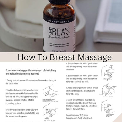 Brea's Breast Wellness Serum – Botanical Essential Oil Blend with Frankincense, Geranium, Evening Primrose & Jojoba for Soothing Massage & Skin Hydration – 1 fl oz