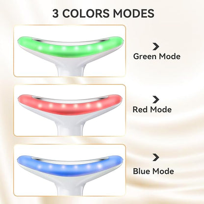 Neck Face Massager, Portable and Multifunctional Face Sculpting Tool, 3 Colour Modes Facial Massager, Face Massager Tool for Skin Care, Pink