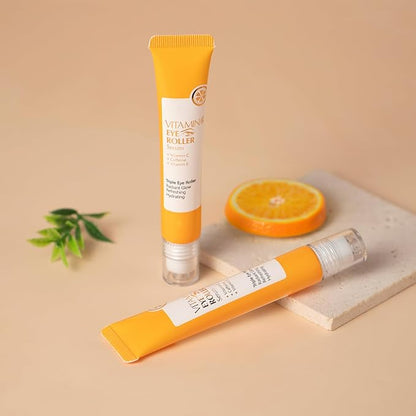 Easilydays Vitamin C Eye Cream & Under Eye Serum, Refreshing, Hydrating, Radiant Glow Eye Care Eye Roller Serum with 360° Massage Ball, Tightening Under Eye Serum for Women Reduce Wrinkles Fine Lines