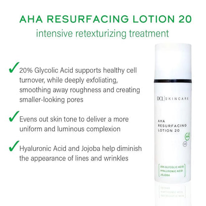 DCL Skincare AHA Resurfacing Lotion 20 with 20% Glycolic Acid, 1.7 Fl oz
