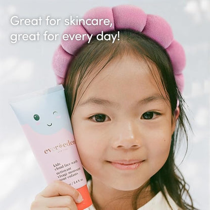 Evereden Kids Morning Skincare Set – Cloud Face Wash, SPF 20 Daily Face Cream, Hair Spray & Headband – 4-Piece Clean Routine, Vegan & Dermatologist-Tested